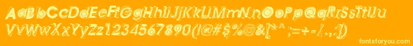 フォントAstigmaRegular – オレンジの背景に黄色の文字