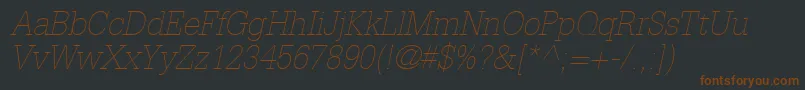 Шрифт InstallationLightSsiThinItalic – коричневые шрифты на чёрном фоне