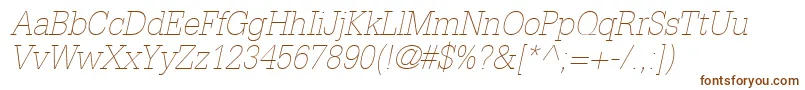 InstallationLightSsiThinItalic Font – Brown Fonts on White Background