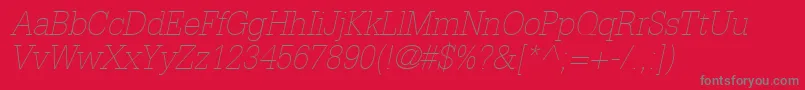 InstallationLightSsiThinItalic Font – Gray Fonts on Red Background