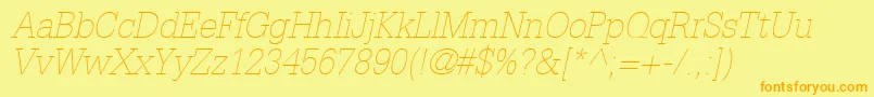 InstallationLightSsiThinItalic Font – Orange Fonts on Yellow Background