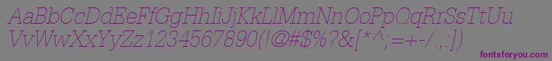 InstallationLightSsiThinItalic Font – Purple Fonts on Gray Background