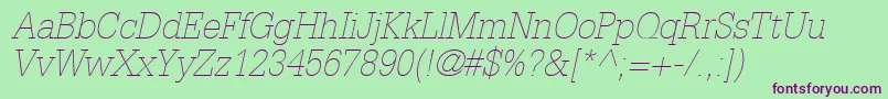 InstallationLightSsiThinItalic Font – Purple Fonts on Green Background