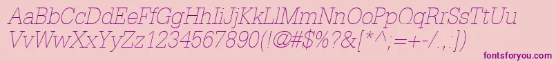 InstallationLightSsiThinItalic Font – Purple Fonts on Pink Background