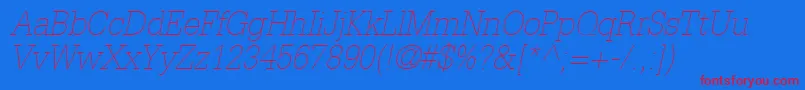 InstallationLightSsiThinItalic Font – Red Fonts on Blue Background