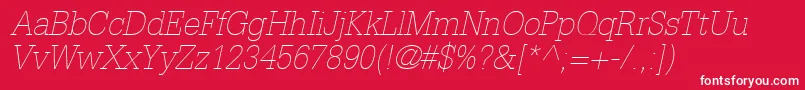 InstallationLightSsiThinItalic Font – White Fonts on Red Background