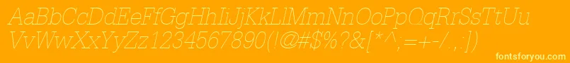 InstallationLightSsiThinItalic-Schriftart – Gelbe Schriften auf orangefarbenem Hintergrund