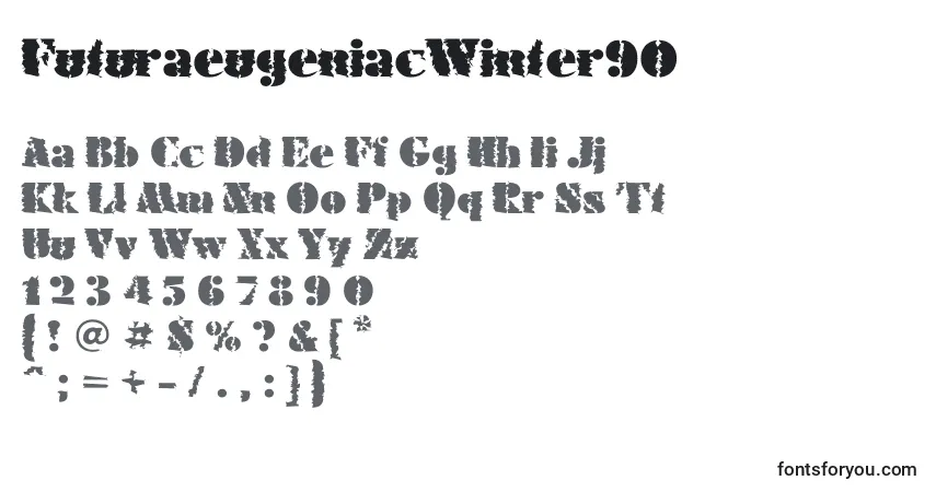 Шрифт FuturaeugeniacWinter90 – алфавит, цифры, специальные символы