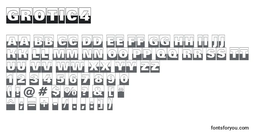 Czcionka Grotic4 – alfabet, cyfry, specjalne znaki
