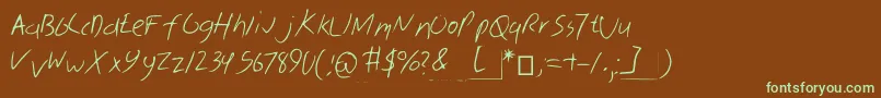 Skribal-Schriftart – Grüne Schriften auf braunem Hintergrund