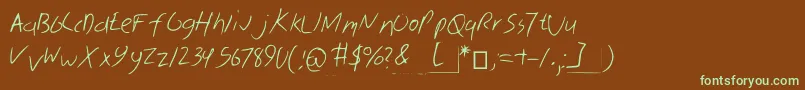 フォントSkribal – 緑色の文字が茶色の背景にあります。