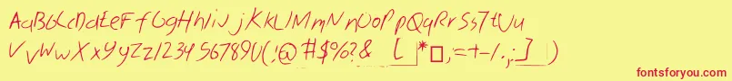 Skribal-Schriftart – Rote Schriften auf gelbem Hintergrund