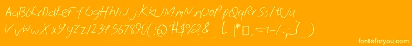 Skribal-Schriftart – Gelbe Schriften auf orangefarbenem Hintergrund