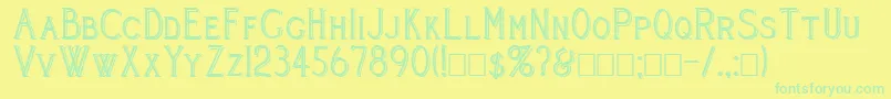 fuente Cleavers Juvenia Blocked – Fuentes Verdes Sobre Fondo Amarillo