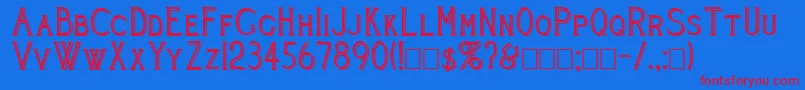 Cleavers Juvenia Blocked Font – Red Fonts on Blue Background