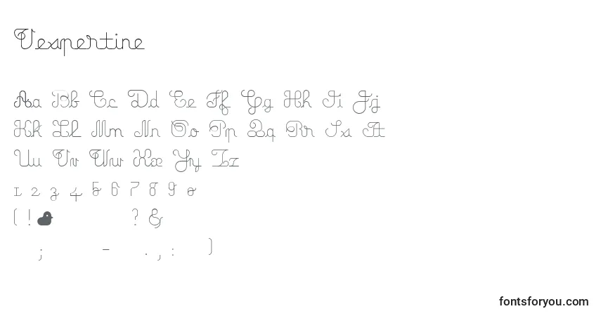 Шрифт Vespertine – алфавит, цифры, специальные символы