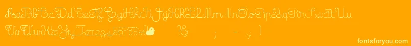 Vespertine-Schriftart – Gelbe Schriften auf orangefarbenem Hintergrund