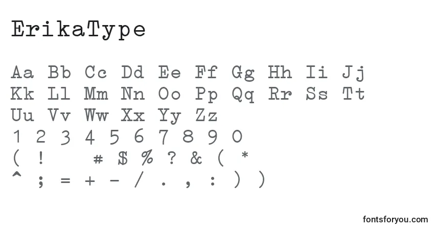 Fuente ErikaType - alfabeto, números, caracteres especiales