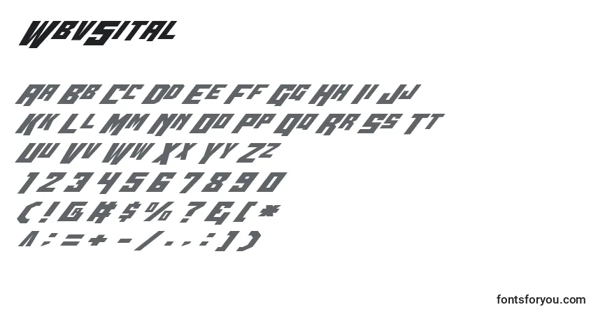 A fonte Wbv5ital – alfabeto, números, caracteres especiais