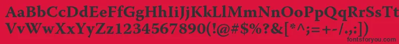 WarnockproBoldcapt-Schriftart – Schwarze Schriften auf rotem Hintergrund