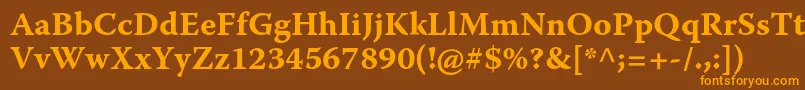 Fonte WarnockproBoldcapt – fontes laranjas em um fundo marrom