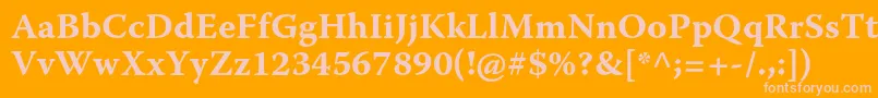 WarnockproBoldcapt-fontti – vaaleanpunaiset fontit oranssilla taustalla