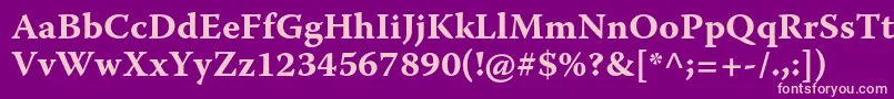 Fonte WarnockproBoldcapt – fontes rosa em um fundo violeta