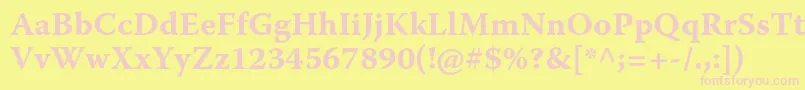 WarnockproBoldcapt-fontti – vaaleanpunaiset fontit keltaisella taustalla
