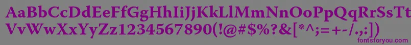 WarnockproBoldcapt-fontti – violetit fontit harmaalla taustalla
