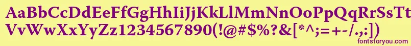 WarnockproBoldcapt Font – Purple Fonts on Yellow Background