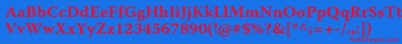 WarnockproBoldcapt Font – Red Fonts on Blue Background