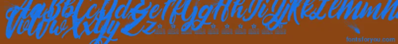 BlowupPersonalUse Font – Blue Fonts on Brown Background