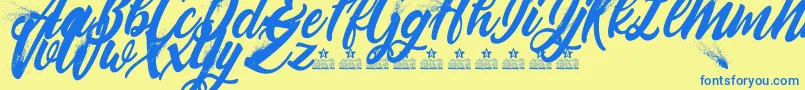 BlowupPersonalUse Font – Blue Fonts on Yellow Background