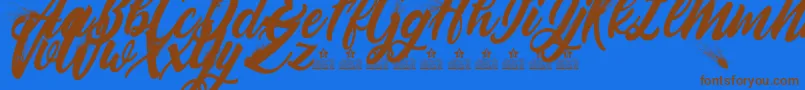 BlowupPersonalUse Font – Brown Fonts on Blue Background