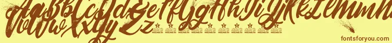 BlowupPersonalUse Font – Brown Fonts on Yellow Background