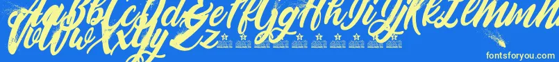 BlowupPersonalUse Font – Yellow Fonts on Blue Background