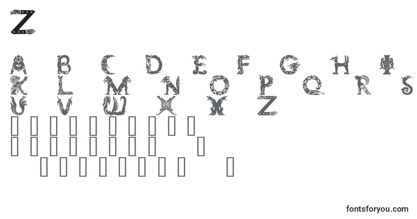 Schriftart Zoomorphica – Alphabet, Zahlen, spezielle Symbole