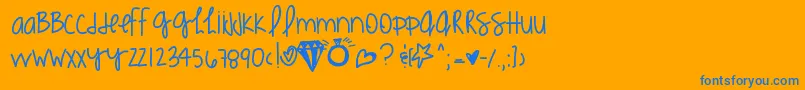 Kimmieshand Font – Blue Fonts on Orange Background