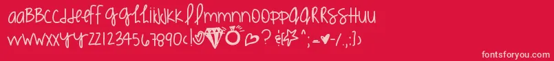 Kimmieshand Font – Pink Fonts on Red Background