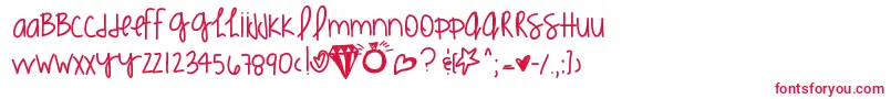 Kimmieshand-Schriftart – Rote Schriften auf weißem Hintergrund