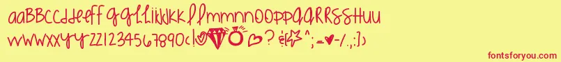 Kimmieshand-Schriftart – Rote Schriften auf gelbem Hintergrund