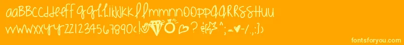 Kimmieshand Font – Yellow Fonts on Orange Background