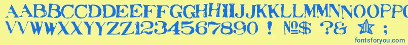 Stampede Font – Blue Fonts on Yellow Background