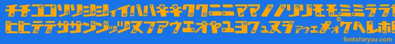 KanK-Schriftart – Orangefarbene Schriften auf blauem Hintergrund
