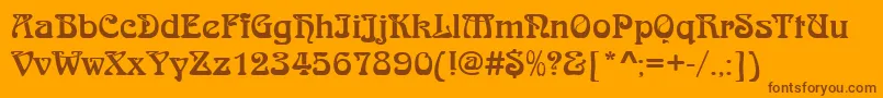 Czcionka JugendstilRegular – brązowe czcionki na pomarańczowym tle