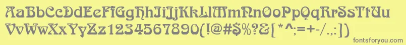 JugendstilRegular Font – Gray Fonts on Yellow Background