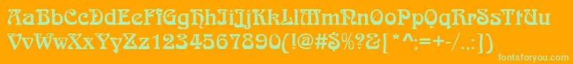 JugendstilRegular Font – Green Fonts on Orange Background