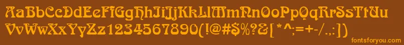 JugendstilRegular Font – Orange Fonts on Brown Background