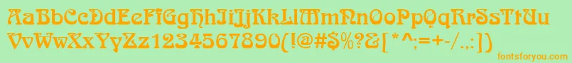 Więcej informacji o czcionce JugendstilRegular Czcionka JugendstilRegular – pomarańczowe czcionki na zielonym tle