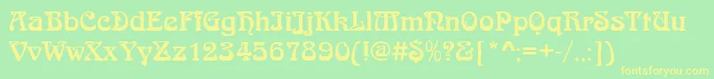 JugendstilRegular Font – Yellow Fonts on Green Background